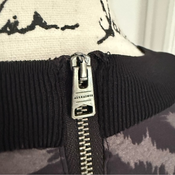 All Saints Fayre Remix Animal Printed Long Sleeve Black Handkerchief Midi Dress - Picture 11 of 14